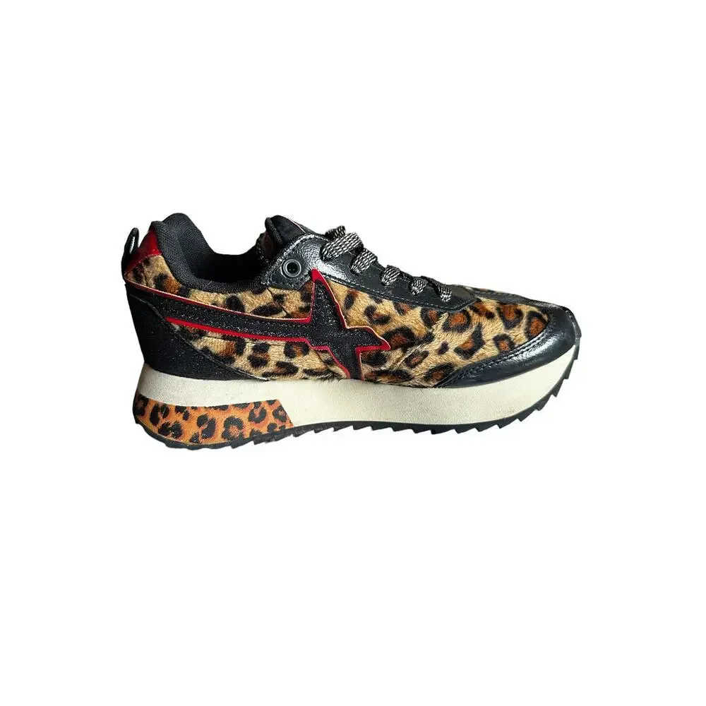 W6YZ Just Say Wizz Leopard Print Platform Running/Leisure Sneakers - RARE DESIGN